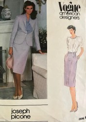 2696  Vogue J PICONE LINED JACKET, STRAIGHT SKIRT, BELT PATTERN 10,12 CHOICE